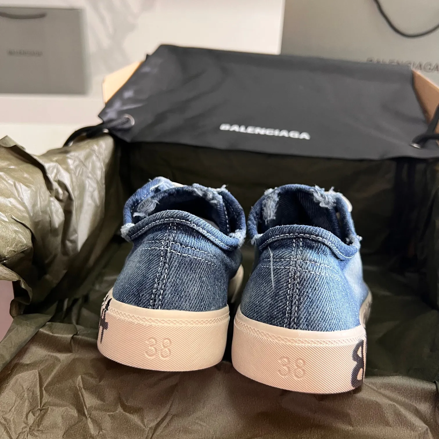 👟👟Ex-factory price 460👟👟 Elastic denim depiction BALENCIAGA Summer must-have new color real-life hand-painted washed and aged production process with original packaging Code number: 35-44 (45 customized)
